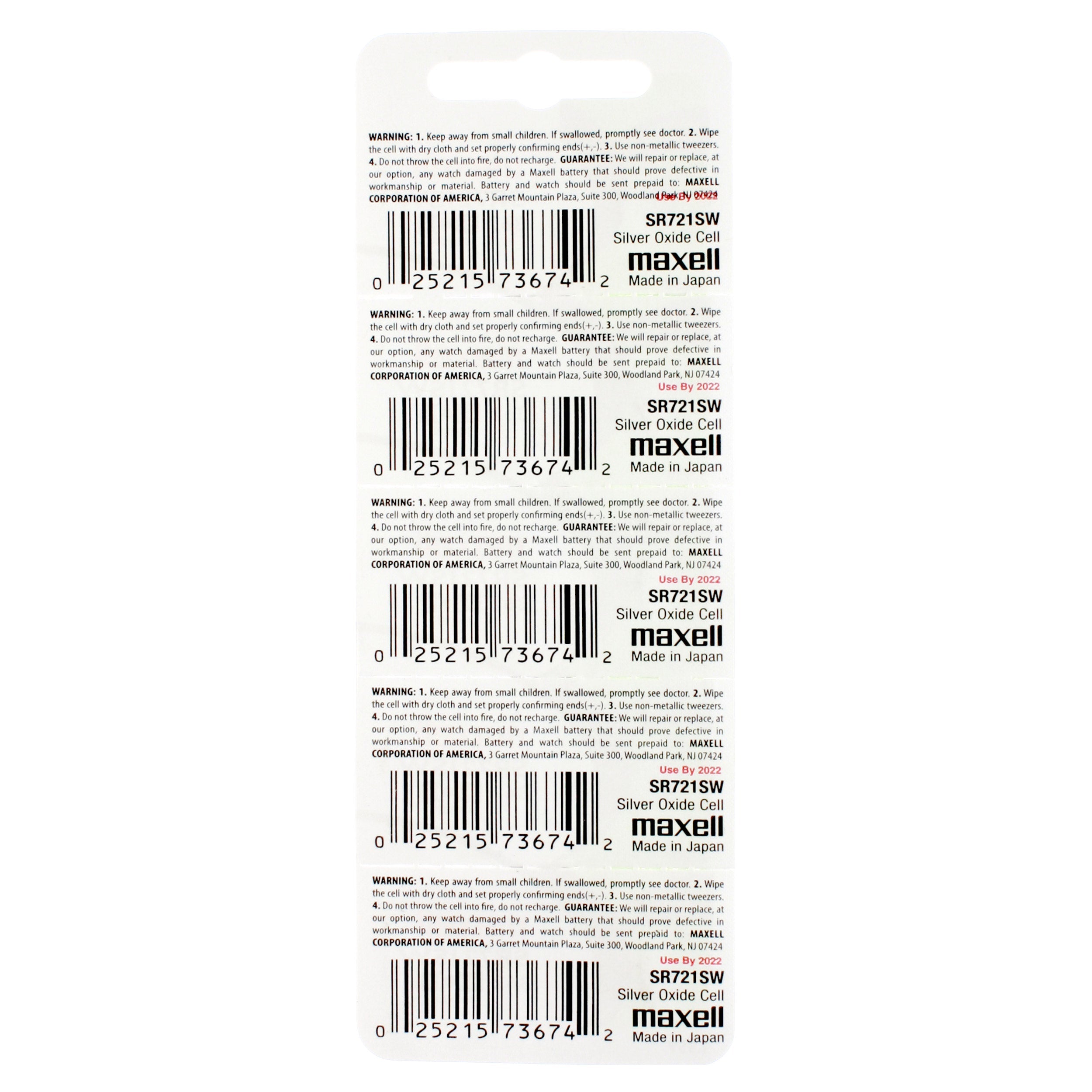 Maxell 362 (SR721SW) Battery, Pk/5