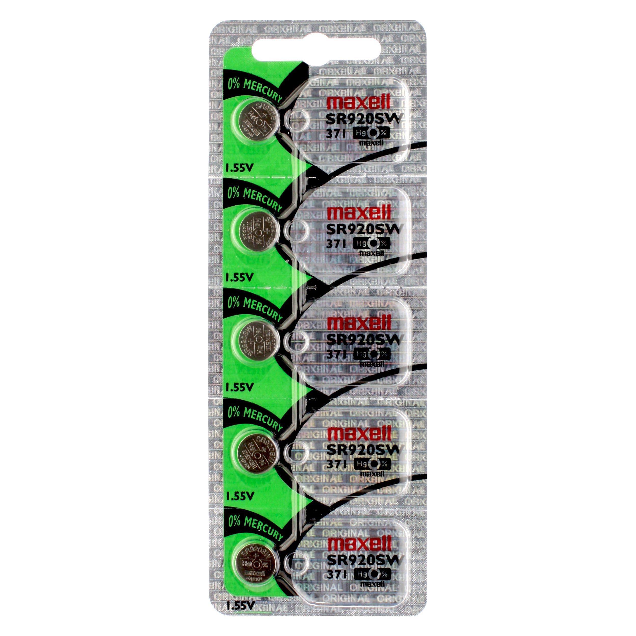 Maxell 371 (SR920SW) Battery, Pk/5