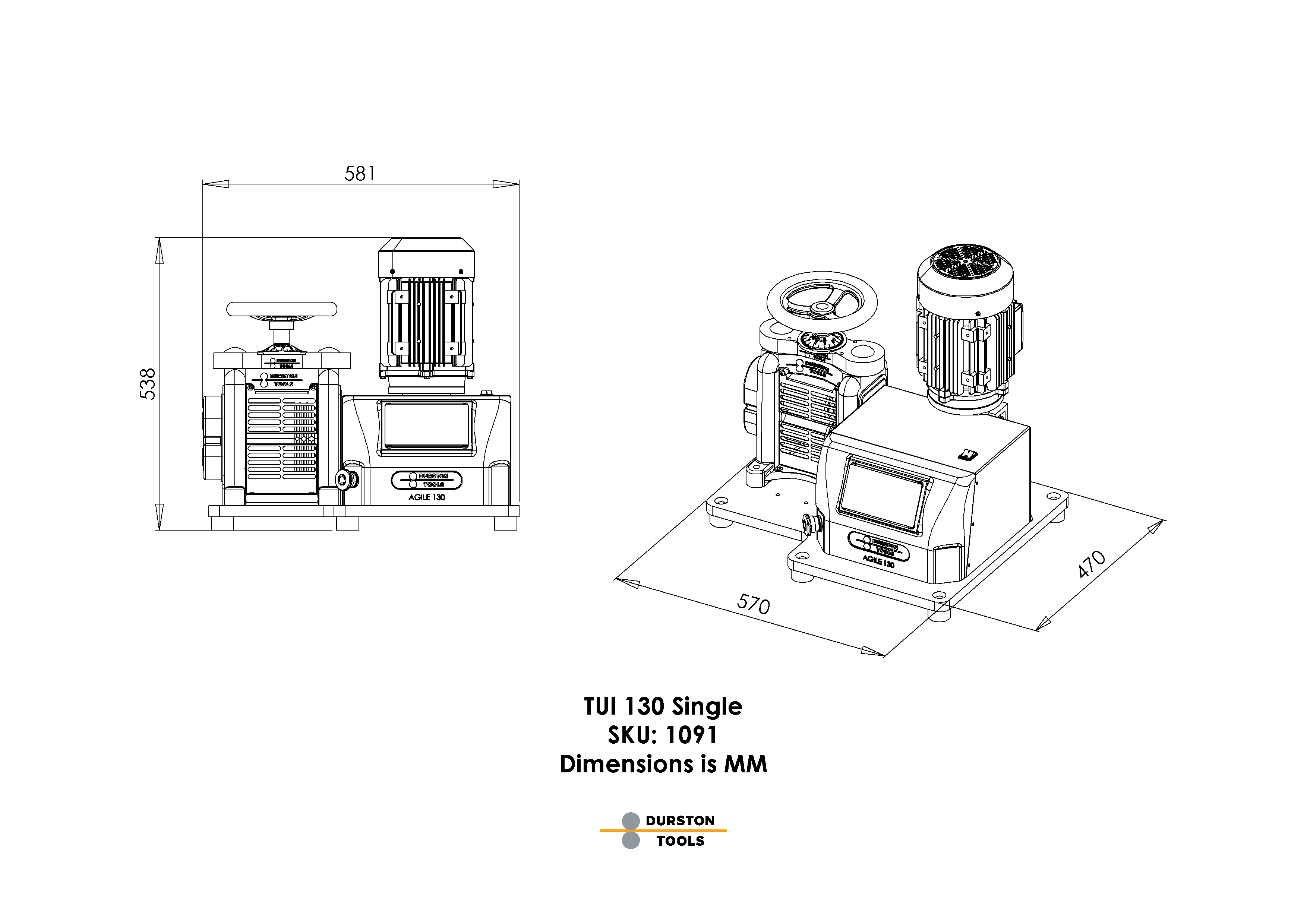 Durston TUI F130 Flat 130mm Power Rolling Mill