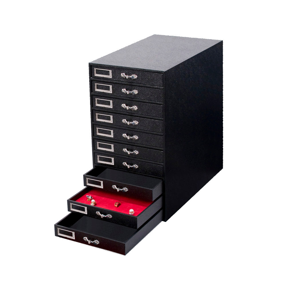 10-Drawer Tray Cabinets in Black, 14.6" x 8.5" W