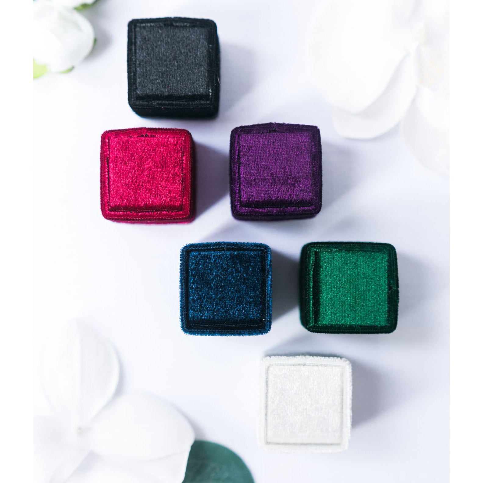 "Heirloom" Velvet Ring Slot Box in Assorted Jewel Tones