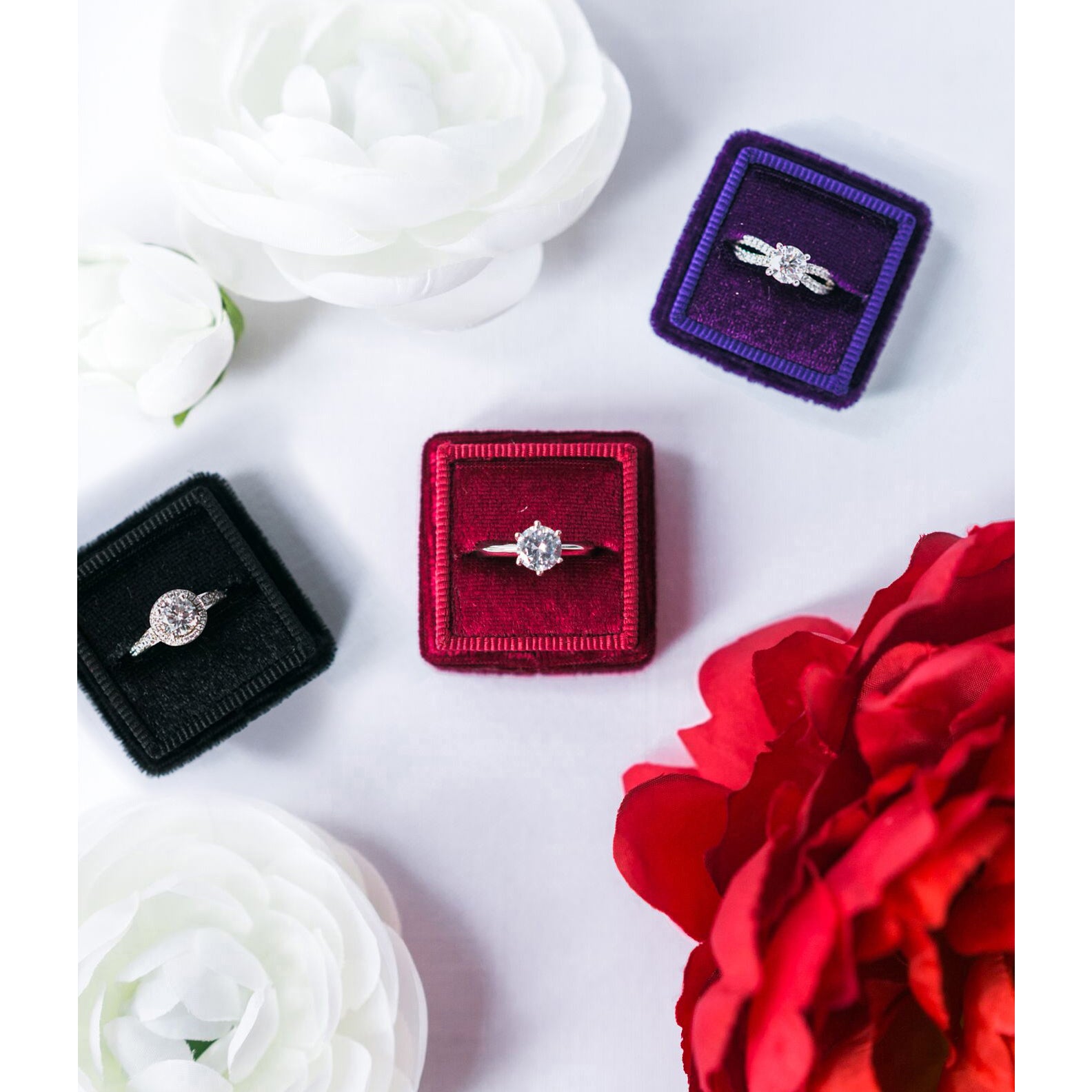 "Heirloom" Velvet Ring Slot Box in Assorted Jewel Tones