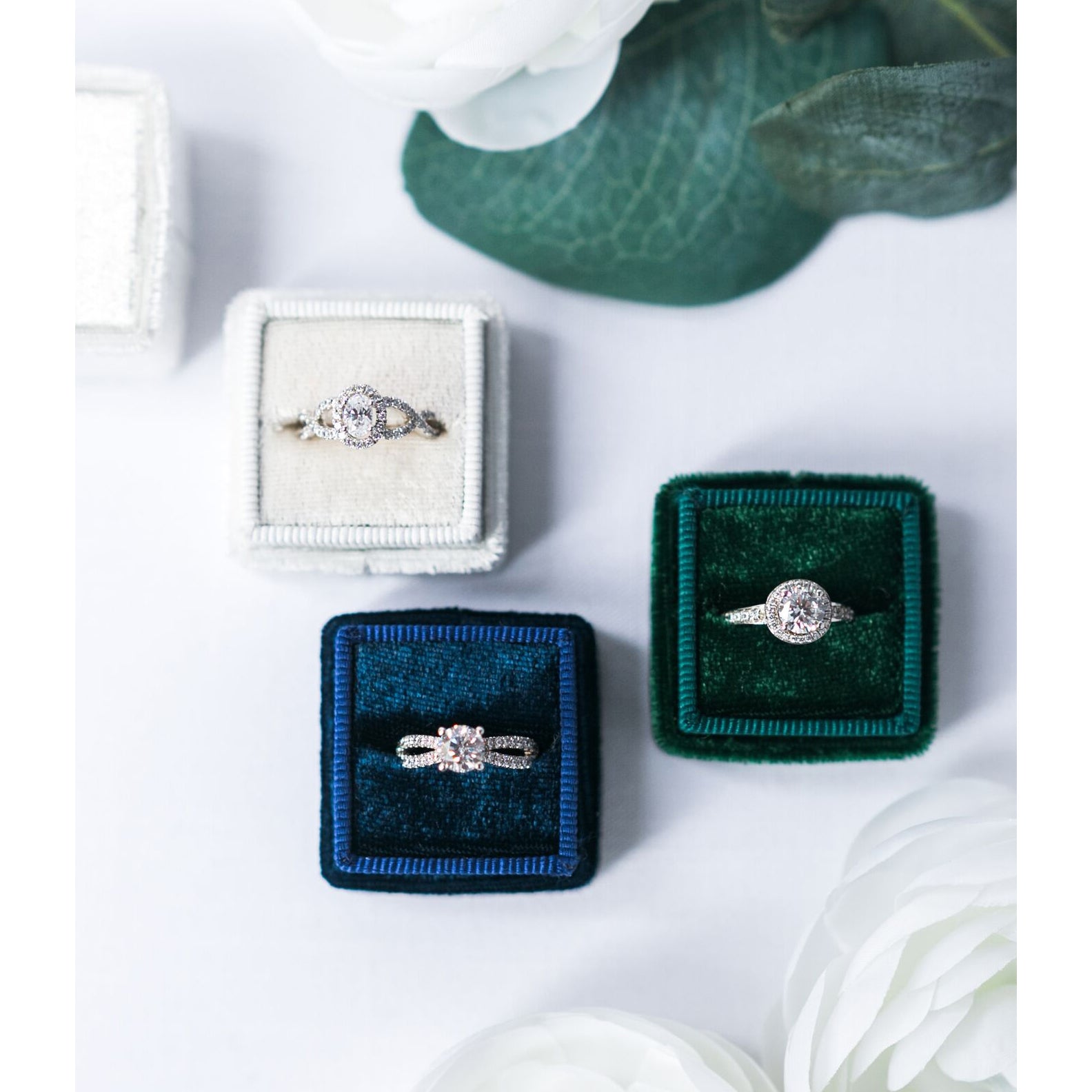 "Heirloom" Velvet Ring Slot Box in Assorted Jewel Tones