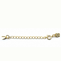 Crimp Suede Cord End w/ Spring Ring & Chain - Gold Plated