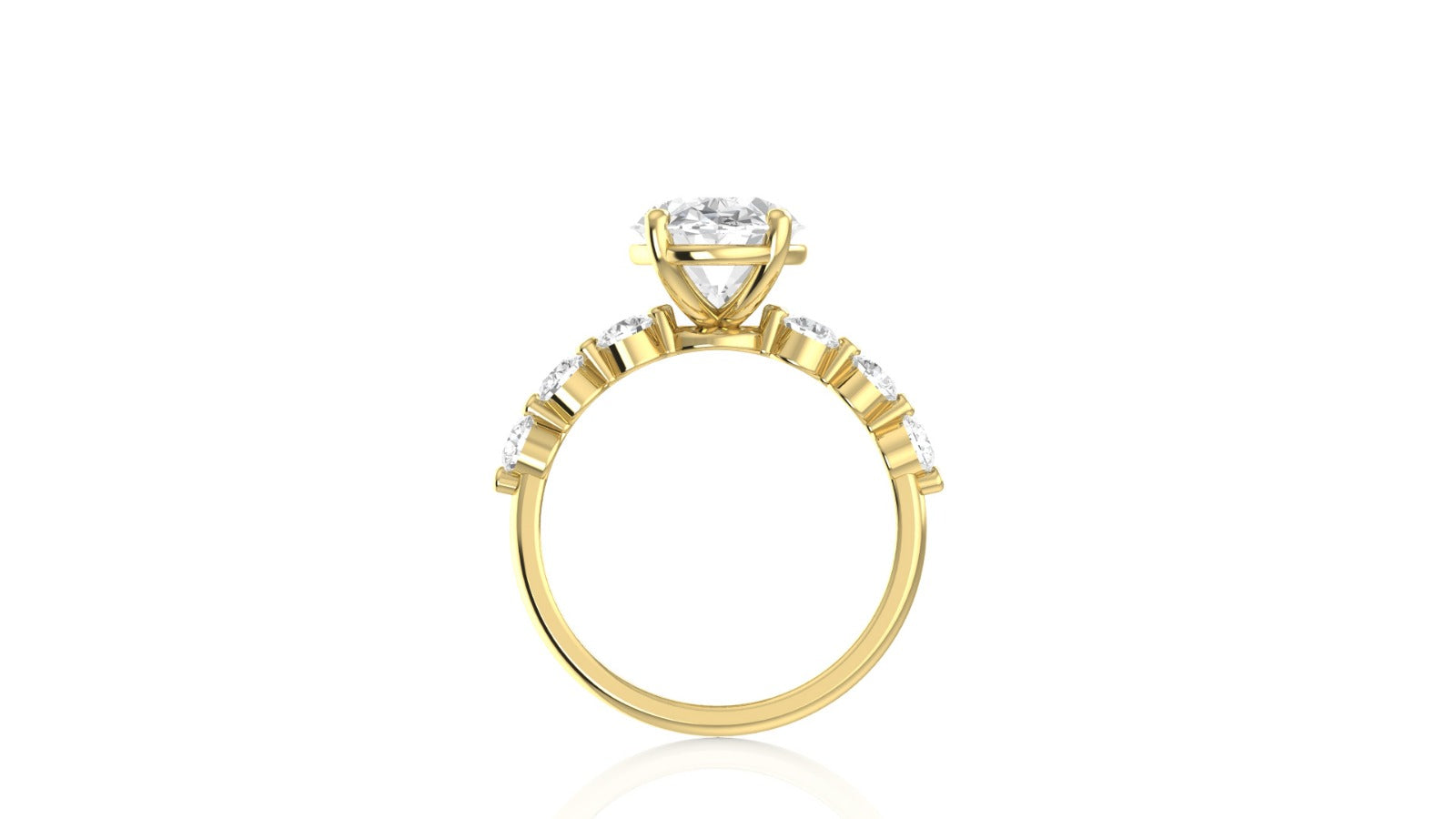 3-carat oval lab-grown diamond engagement ring in 14K gold – side-view