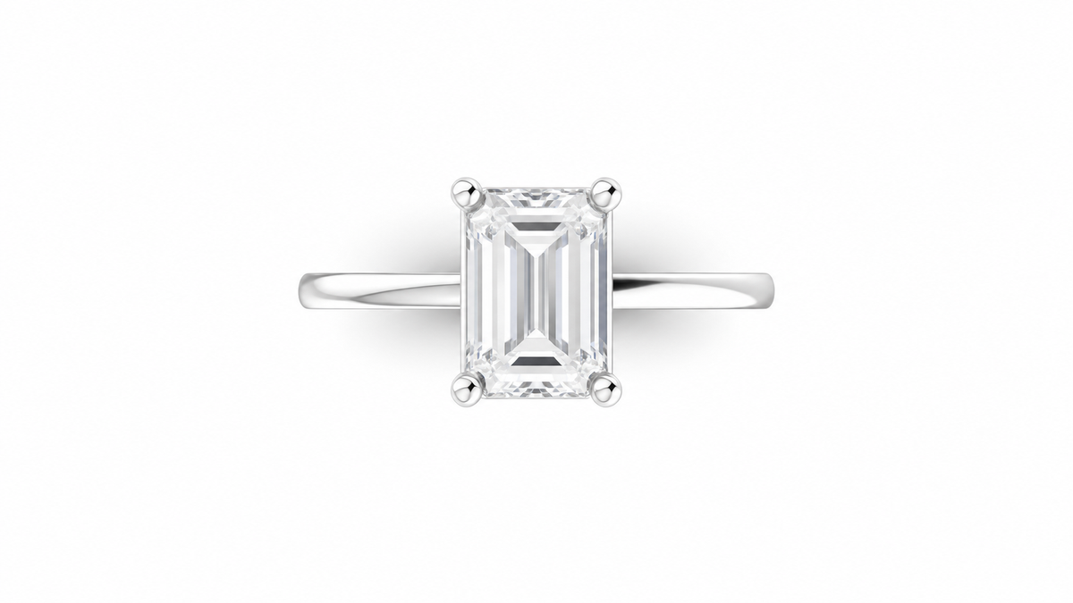 Emerald-Cut Lab Diamond Solitaire Ring — IGI Certified