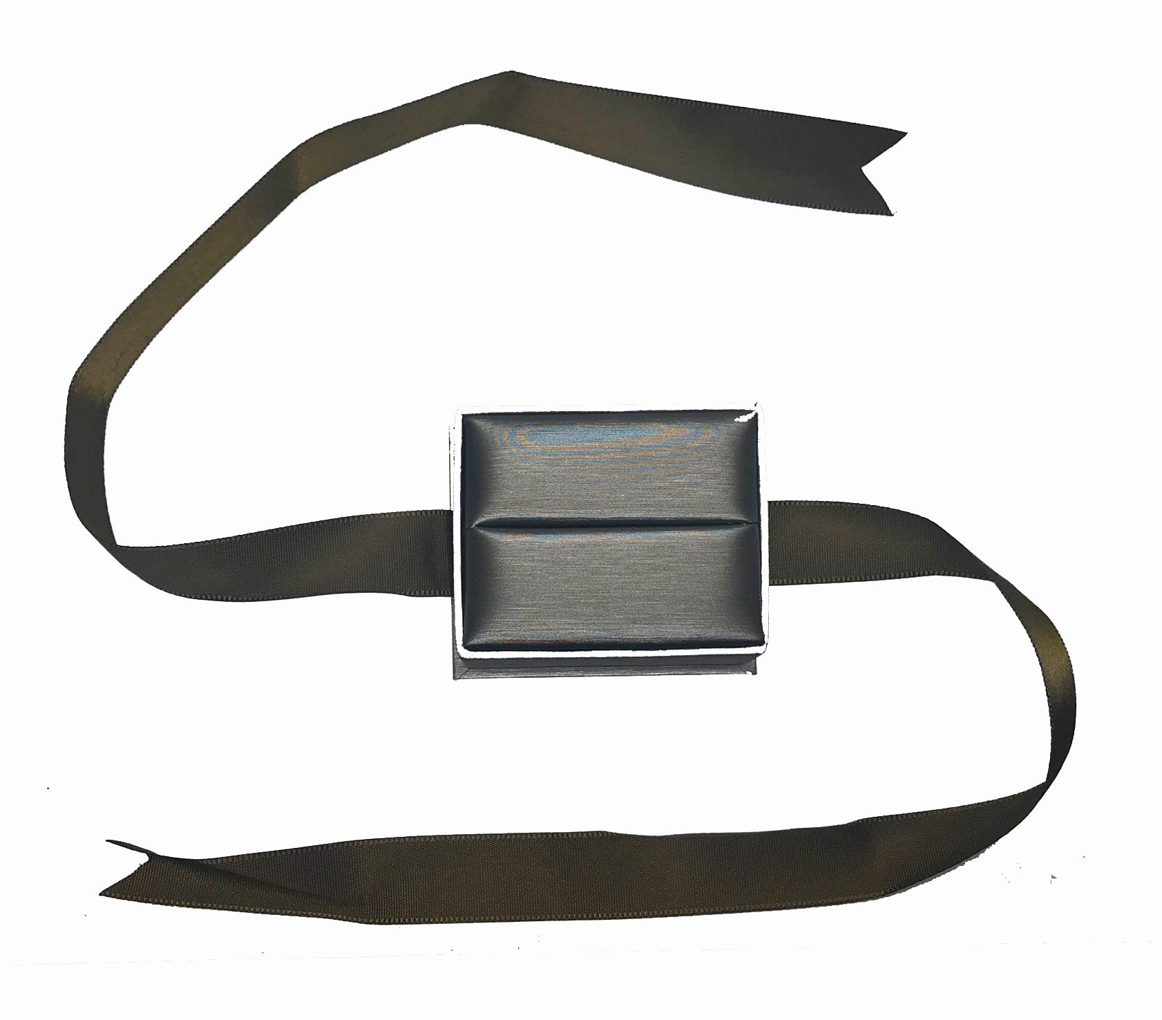 Ribbon Collection Ring Slot Box in Silver & Olive