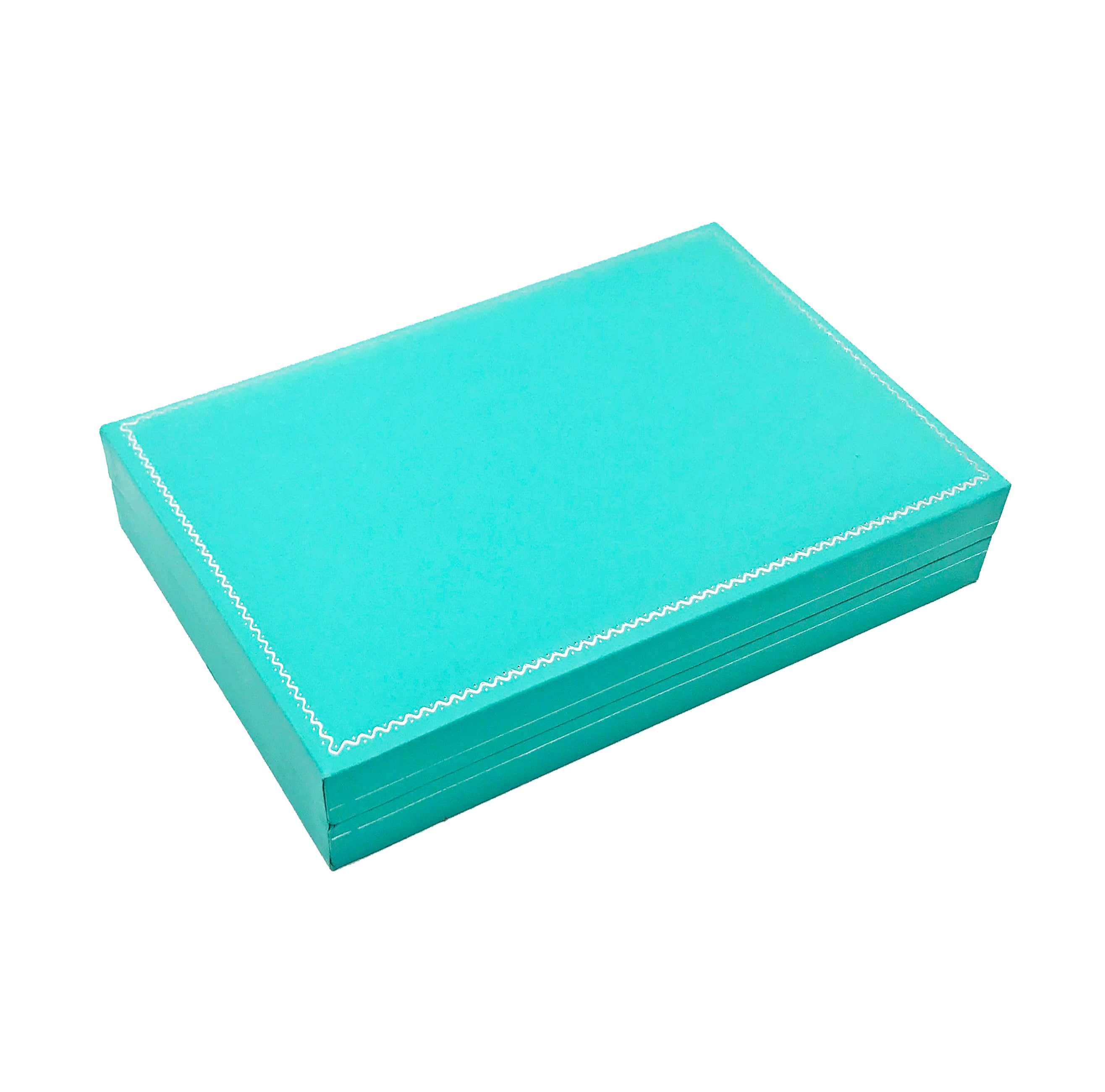 "Manhattan" Necklace Box in Turquoise w/Silver Trim