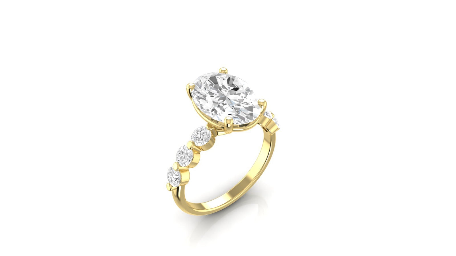 3-carat oval lab-grown diamond engagement ring in 14K gold – angle-view