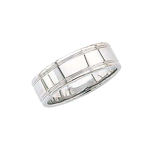 14K White Gold Shiny Wedding Band 7 mm Size 9