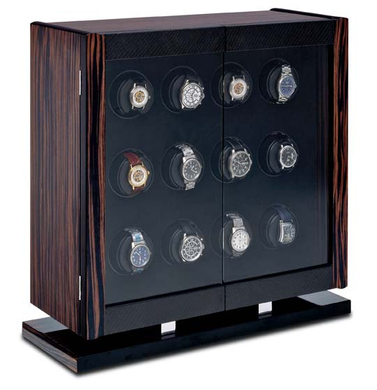 Orbita Avanti - 12 Rotorwind Watch Winder- Macassar/Carbon Fiber