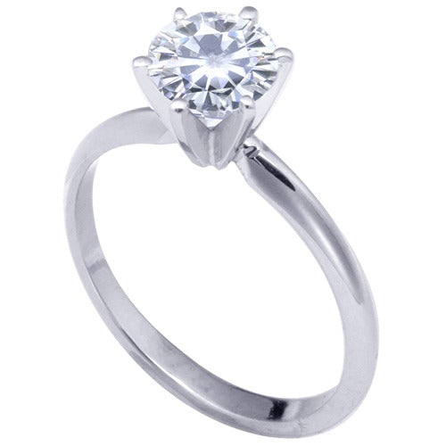 18k White 6 Prong Moissanite Engagement Solitaire