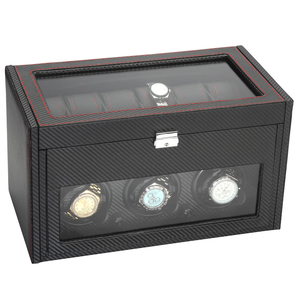 Diplomat "Modena" 3-Watch Winder in Carbon Fiber