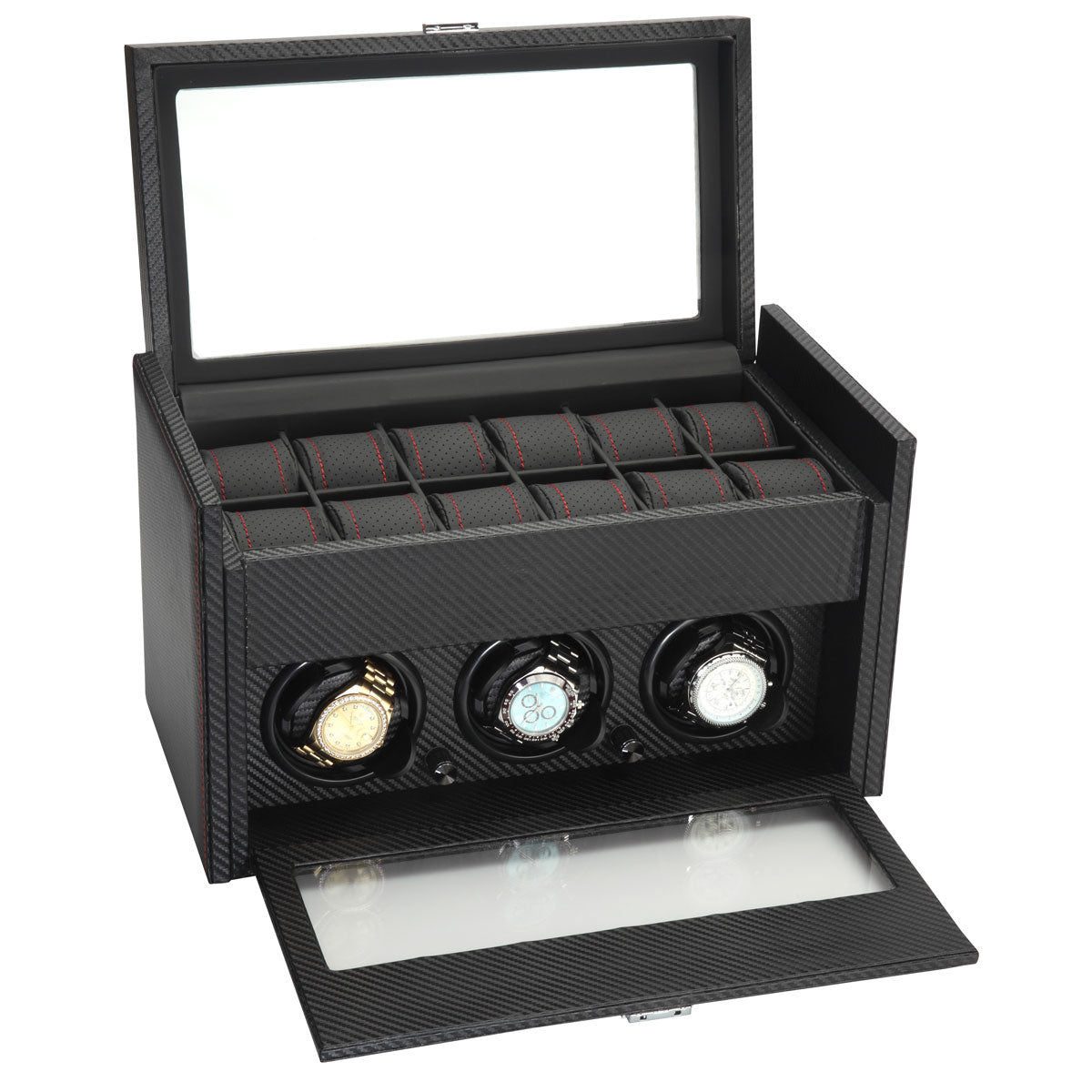 Diplomat "Modena" 3-Watch Winder in Carbon Fiber