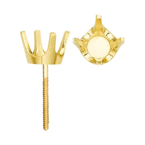 14k Yellow 4-Prong Round Light Screw Post