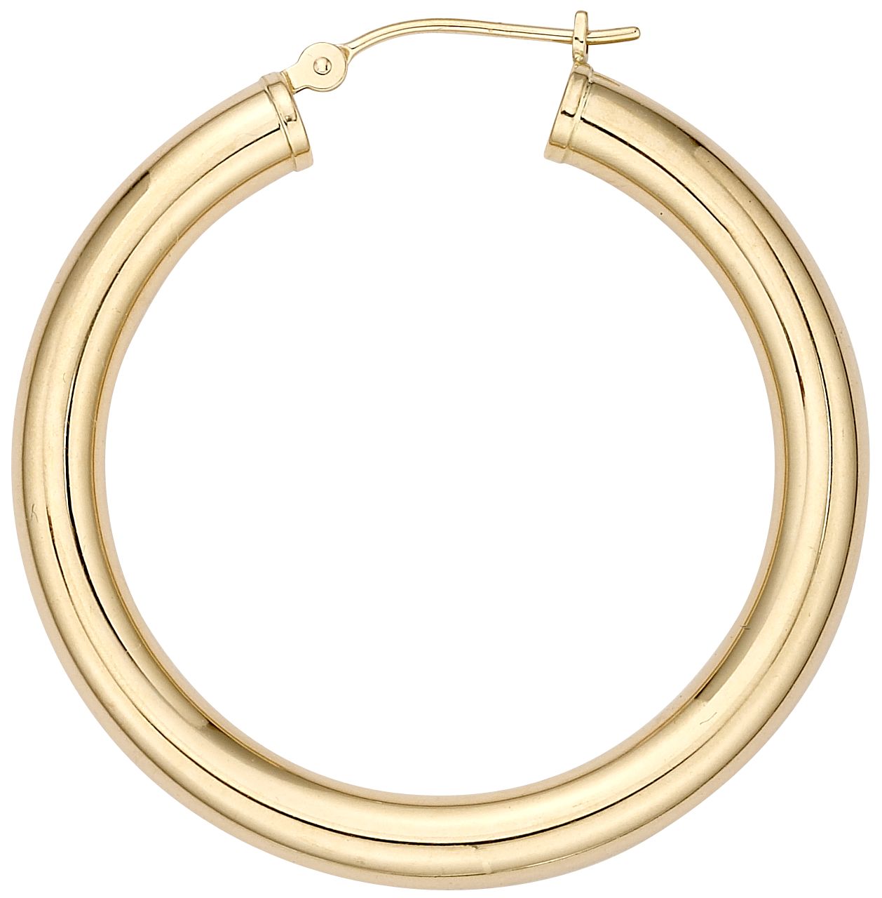 14k Yellow Hinged Hoop Earring 4.0mm Thickness