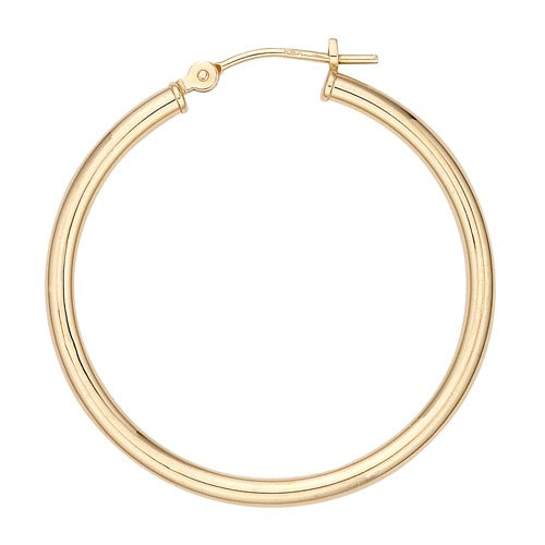 14k Yellow Hinged Hoop Earring 2.0mm Thickness