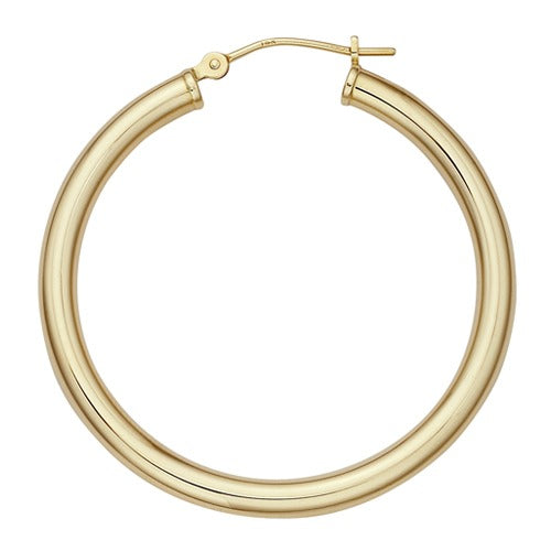 14k Yellow Hinged Hoop Earring 3.0mm Thickness