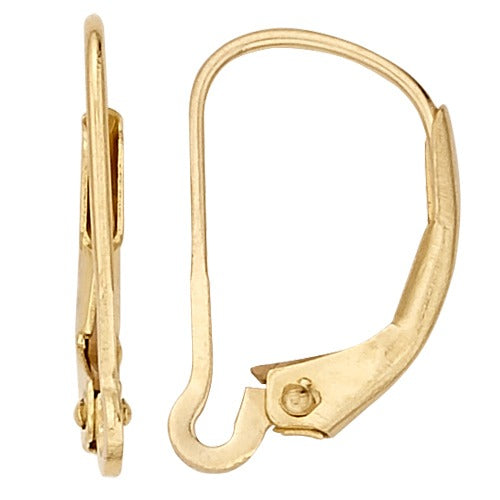 14k Gold Plain Lever Back, White