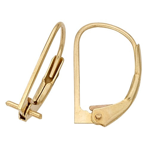 14k Yellow Plain Lever Back 0.029" x 13.8 mm