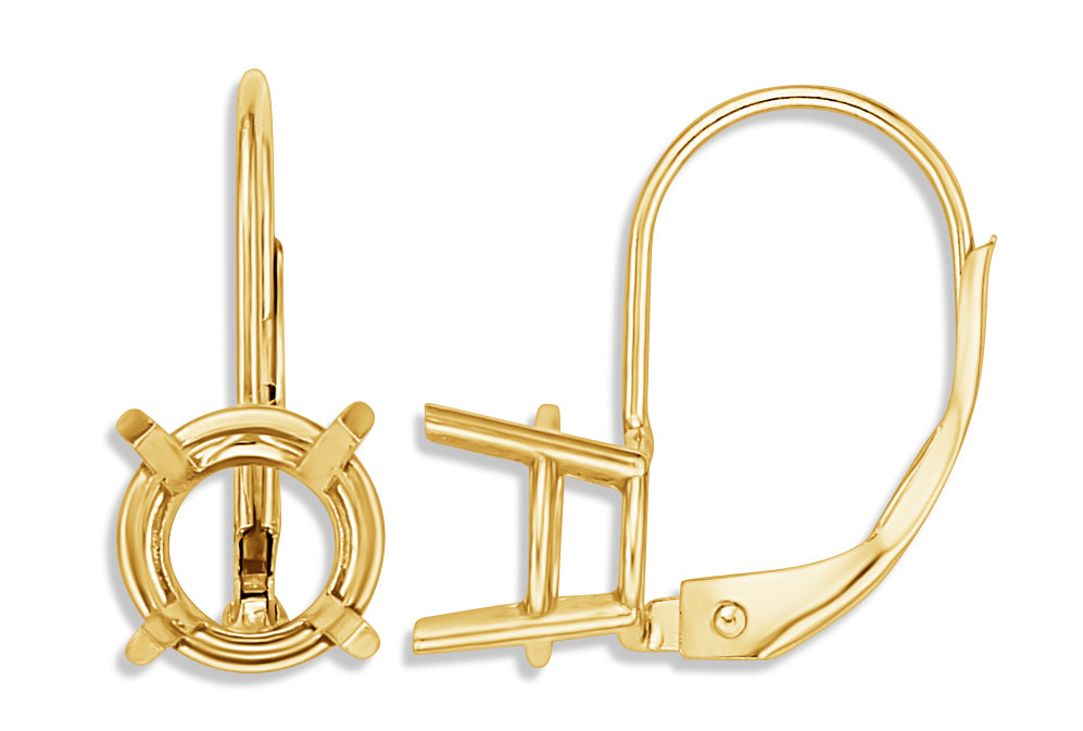 14k Yellow 4-Prong Leverback Wire w/ Round Setting