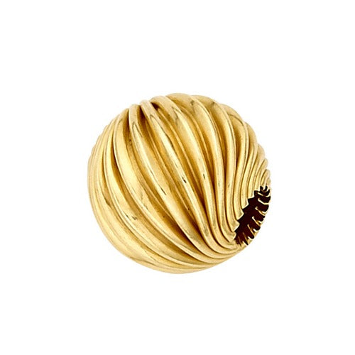 14k Yellow Twisted Round Corrugated Bead