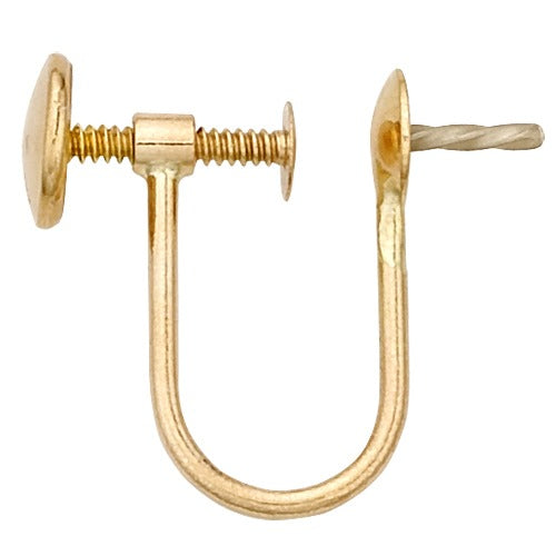 14k Yellow Non-Pierced Screw Earwire w/ 4mm Pad