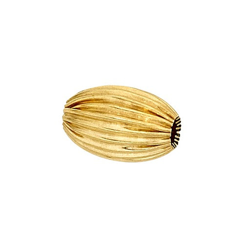 14k Yellow Straight Corrugated Oval Bead