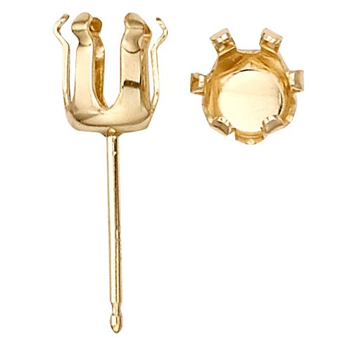 14k Yellow Round 6-Prong Snap-In Earring, 4 mm