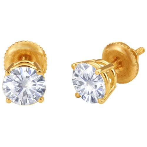 14k Yellow 4-Prong Double Wire Screw Earrings