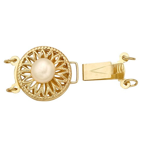 14k Yellow Round 2-Strand Lock w/ 5.5 mm Pearl 12.4 mm OD