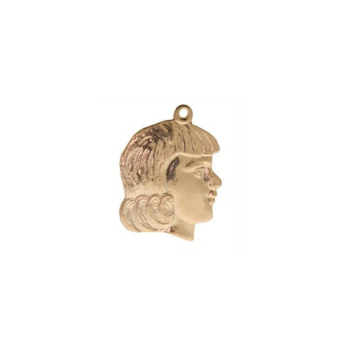 14K Yellow Girl Head Profile, Charm