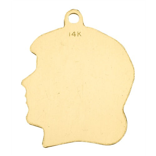 14K Yellow Girl Head Profile Charm