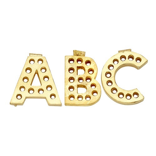 14k Yellow Gold Block Initial For Diamond Setting