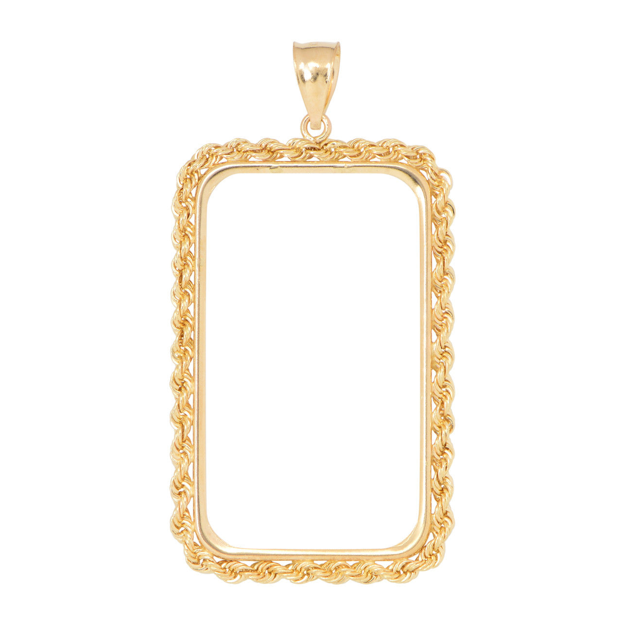 14k Gold Suisse Credit Rope Coin 4 Prong Bezel