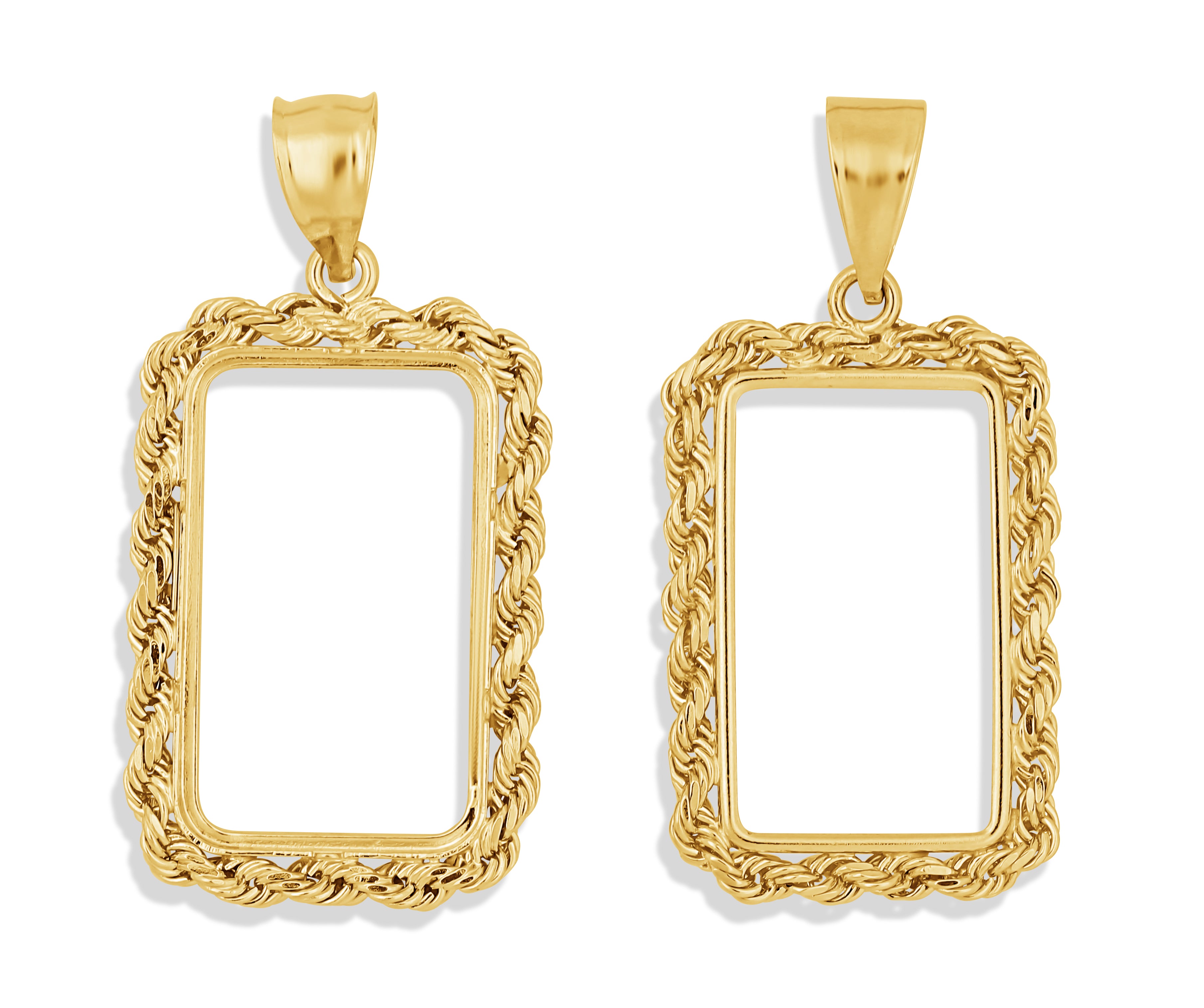 14k Gold Suisse Credit Rope Coin 4 Prong Bezel