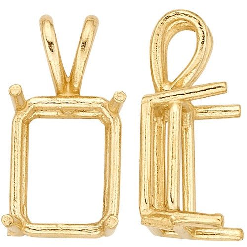 14k Yellow Emerald Cut Double Wire Pendant