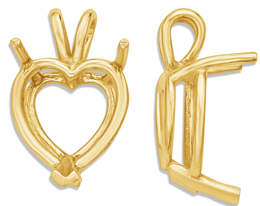 14k Yellow Heart Shape Double Wire Pendant 13.0x13.0mm