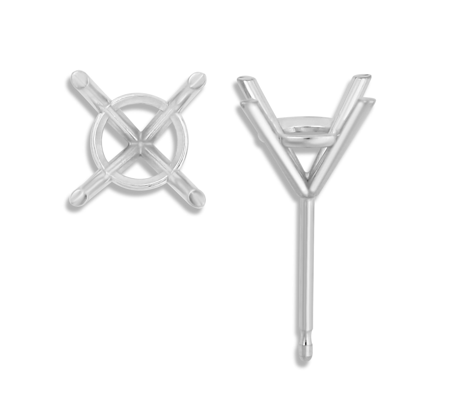 14K White Gold 4-Prong Round Martini Earring Setting – Push Back