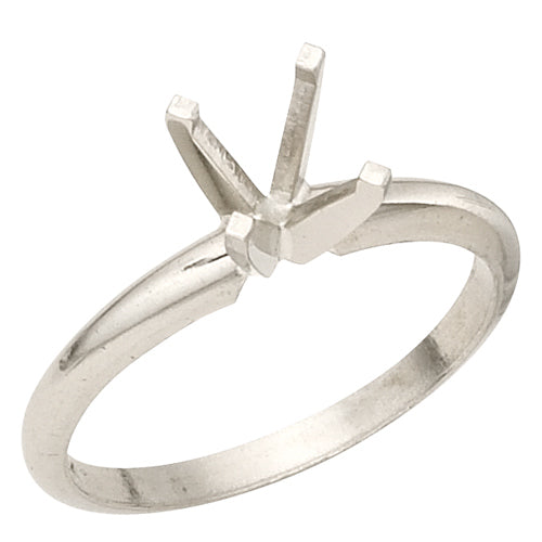 14k White 2.0 ct 4-Prong Round Solitaire Mounting, Size 4½