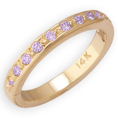 14k Yellow Gold Amethyst Toe Ring, Size 4.75