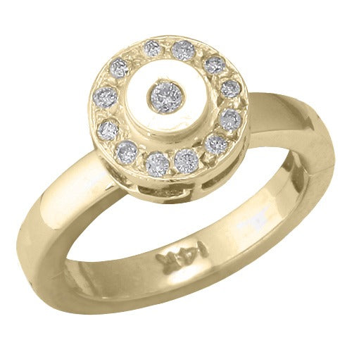 14k Yellow Gold Circle Shape w/ Diamond Toe Ring Size 3.75