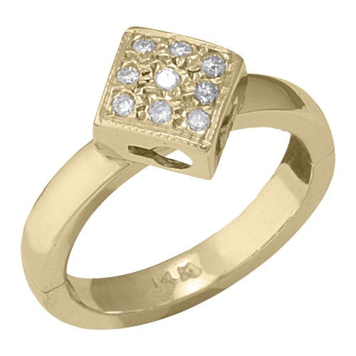 14k Yellow Gold Diamond Shape w/ Diamond Toe Ring Size 3.00