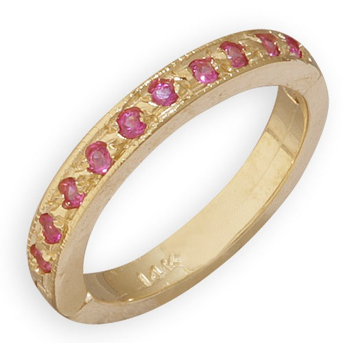 14k Yellow Gold Pink Sapphire Toe Ring, Size 3.75