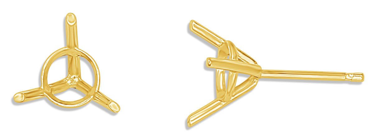14K Yellow Gold Lightweight Martini Earring – Push Post Setting (Single)