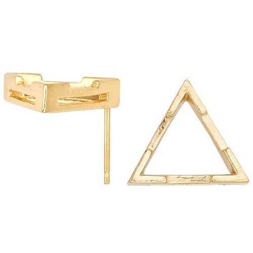 14k Yellow Triangle Earring, 7.5x7.5mm