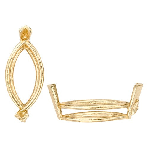 14k Yellow Double Wire Marquise Setting w/ V-Prongs 7.0x3.5mm