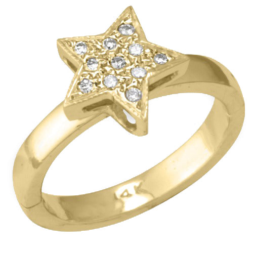 14k Yellow Gold Star Shape Toe Ring w/ Diamond