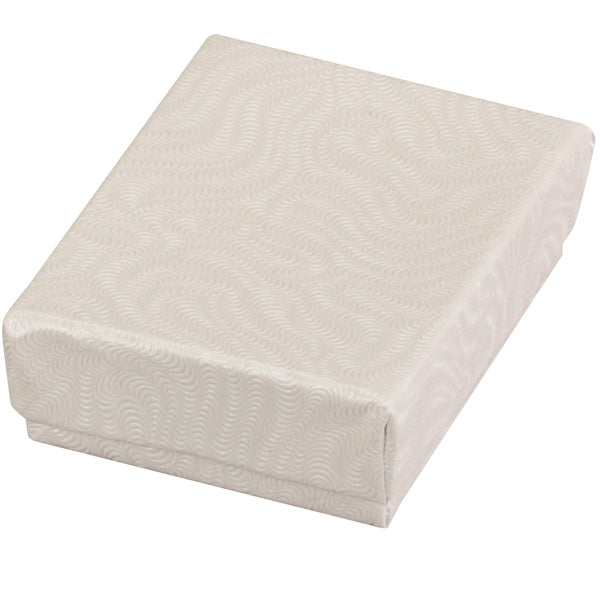 Cotton-Filled Gift Box in Embossed White Swirl