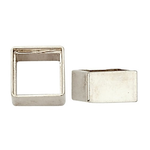 14k White High Square Straight Bezel w/ Seat